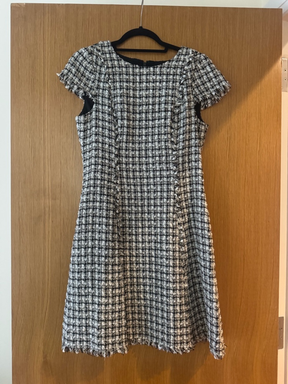 Eliza J Black and White Tweed Midi Dress